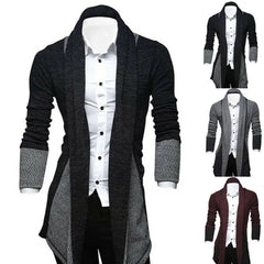 Stylish Long Sleeves Cardigan Coat Loose Fit Stretchy Knitted Sweater Color Block Breathable Men Knitwear Men's Clothing