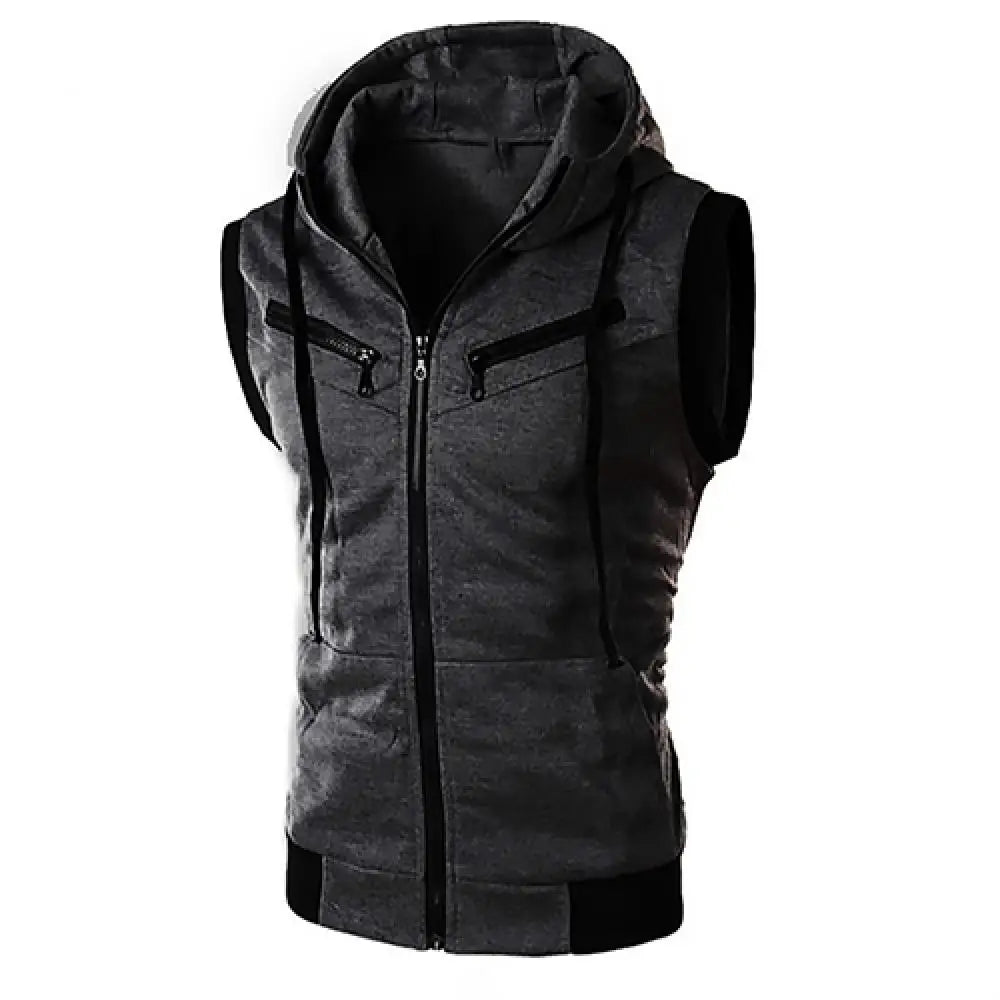 2023 New Fashion Zipper Cardigan Sweater Mens Sleeveless Hooded Vest Jacket Plus Size S-3XL Streetwear Vest Hoodies