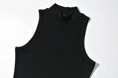 Summer Black Women Fashion Crop Top High Neck Black Sleeveless Tank Tops with Breathable and Comfortable Fit