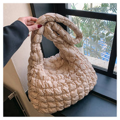 Women Fashion Crossbody Bag Large Capacity Puffy Nylon Casual Handbag Lightweight Quilted Padded Double Zipper Hobo Shoulder Bag