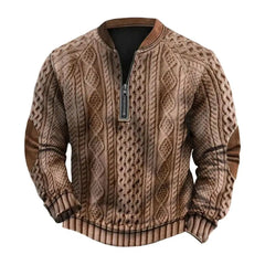 Pullover Sweatshirt Men's Rhombus Texture Patchwork Half Zipper Sweatshirt for Fall Winter Outdoor Sports Men Patchwork
