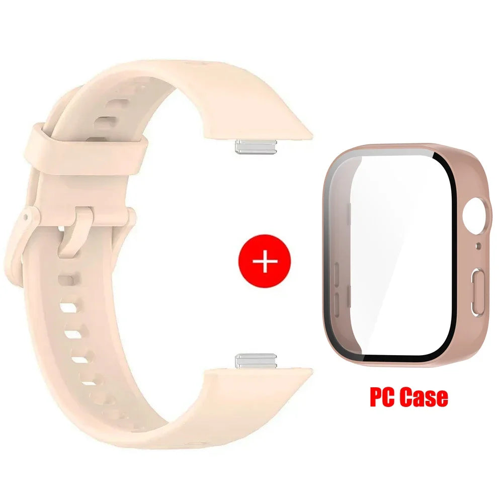 Tempered glass case+band For Huawei Watch Fit 3 Straps silicone sport bracelet for Huawei Fit3 Replacement watchband Accessories