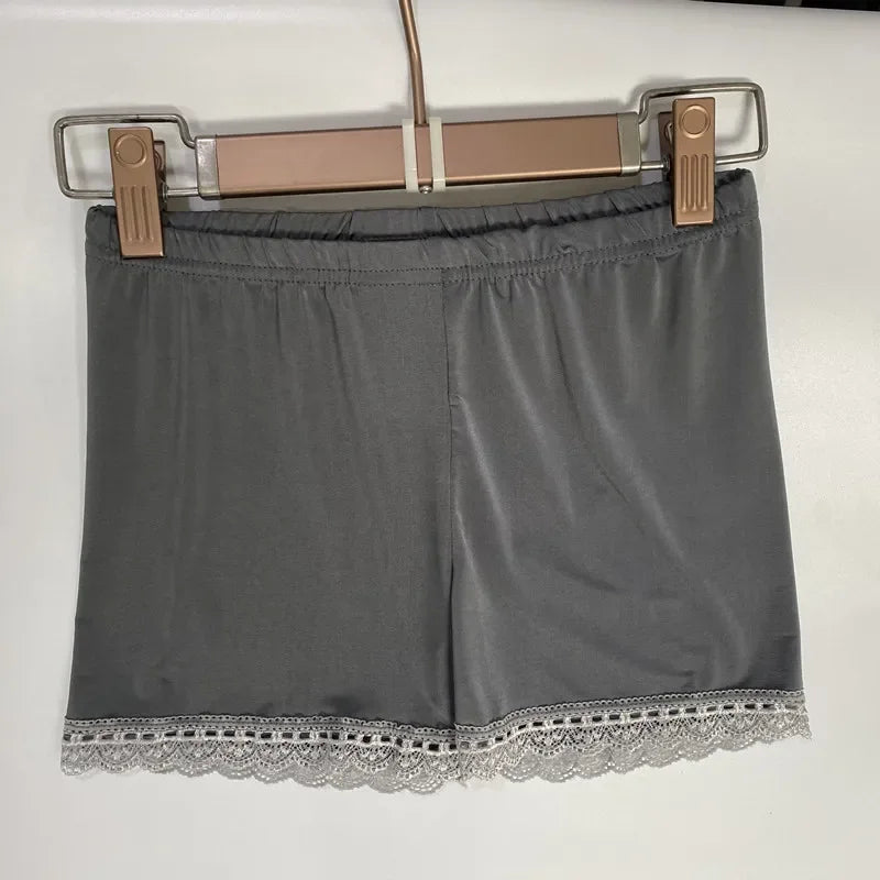 New spring and summer girls ice three-point safety pants anti light pants lace lace black bottomed shorts