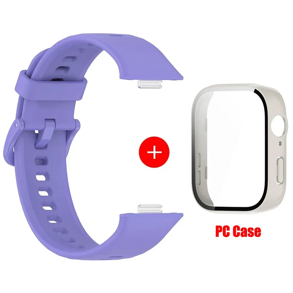 Tempered glass case+band For Huawei Watch Fit 3 Straps silicone sport bracelet for Huawei Fit3 Replacement watchband Accessories