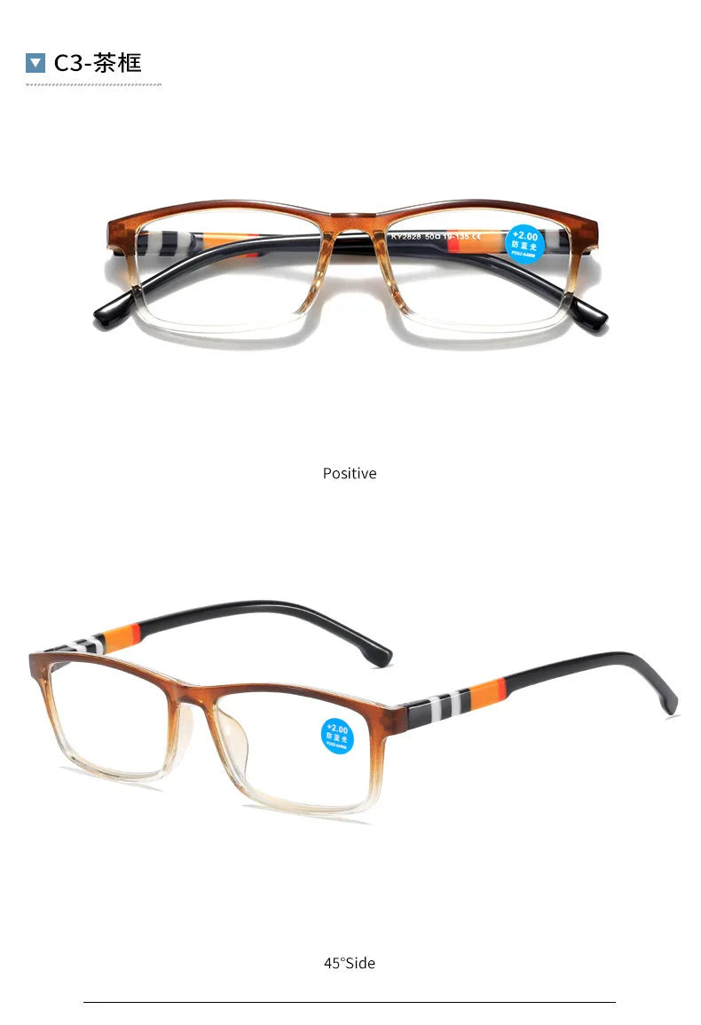 New fashion printing anti-blue presbyopic glasses spring leg presbyopic glasses HD presbyopic glasses for the elderly