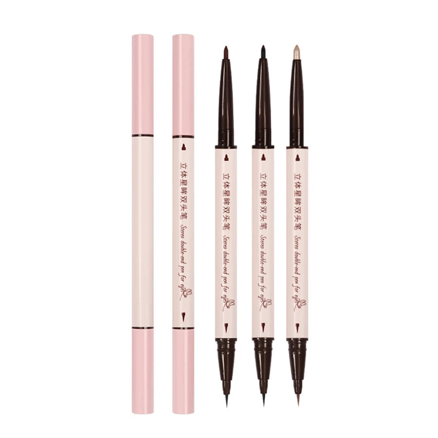 Double-headed Eyeliner Pen Evenly Pigmented Long Lasting Waterproof Smudge-proof Eye Make Up
