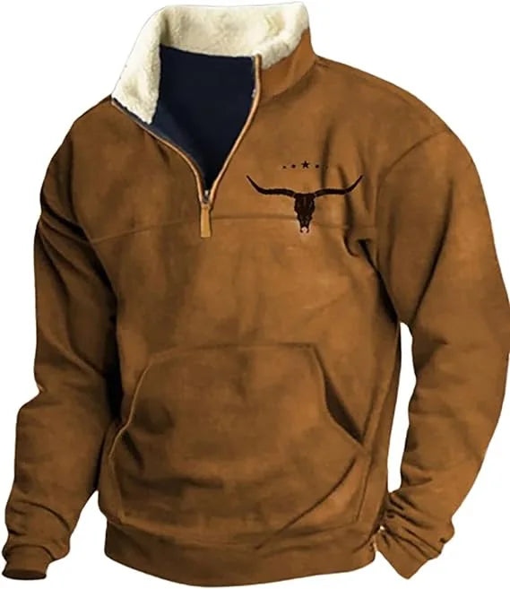 European and American Men's Half-Zipper Hoodie, Spring and Autumn 3D Digital Printing High Neck Long Sleeve Hoodie