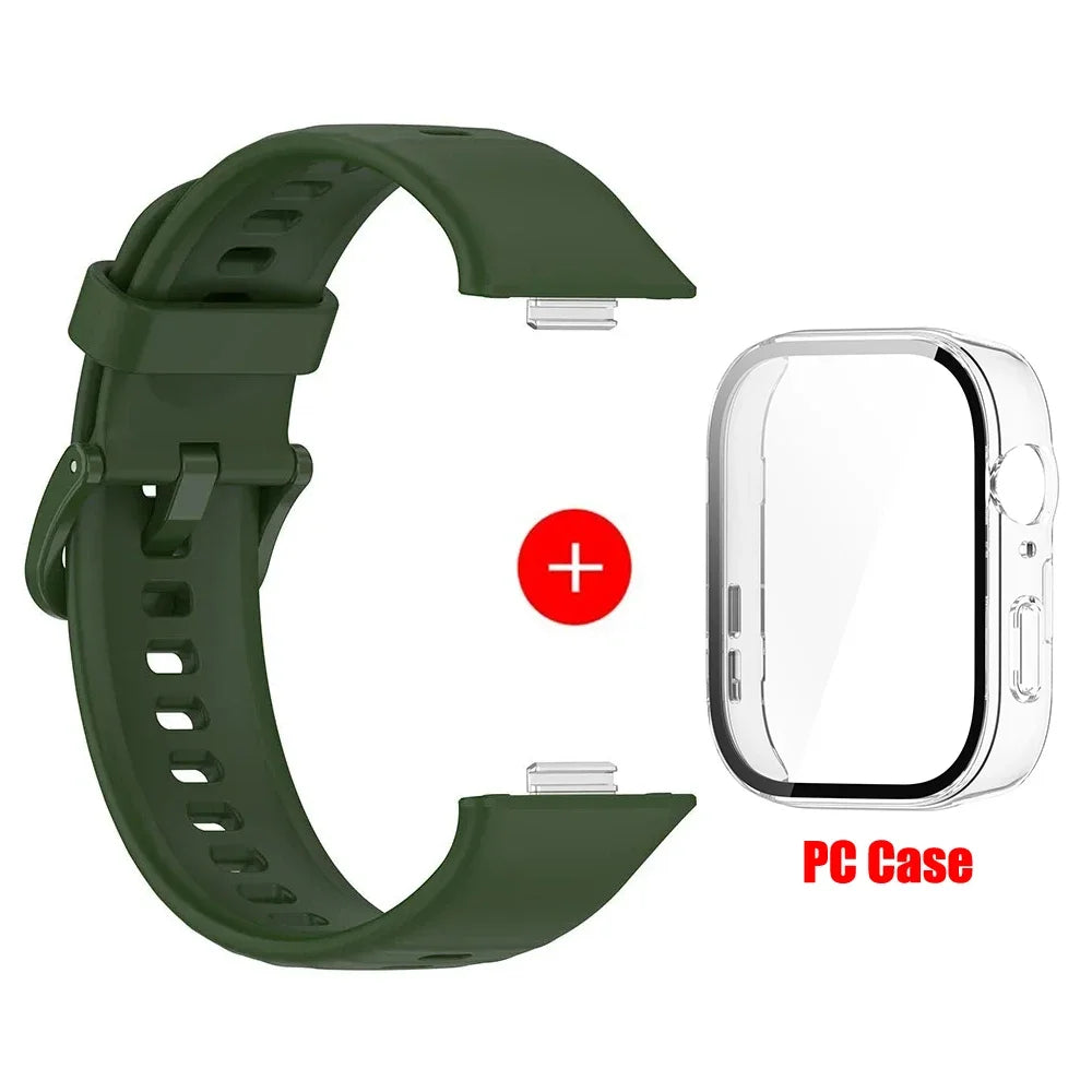 Tempered glass case+band For Huawei Watch Fit 3 Straps silicone sport bracelet for Huawei Fit3 Replacement watchband Accessories