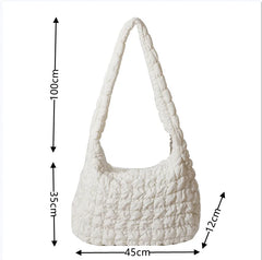 Women Fashion Crossbody Bag Large Capacity Puffy Nylon Casual Handbag Lightweight Quilted Padded Double Zipper Hobo Shoulder Bag