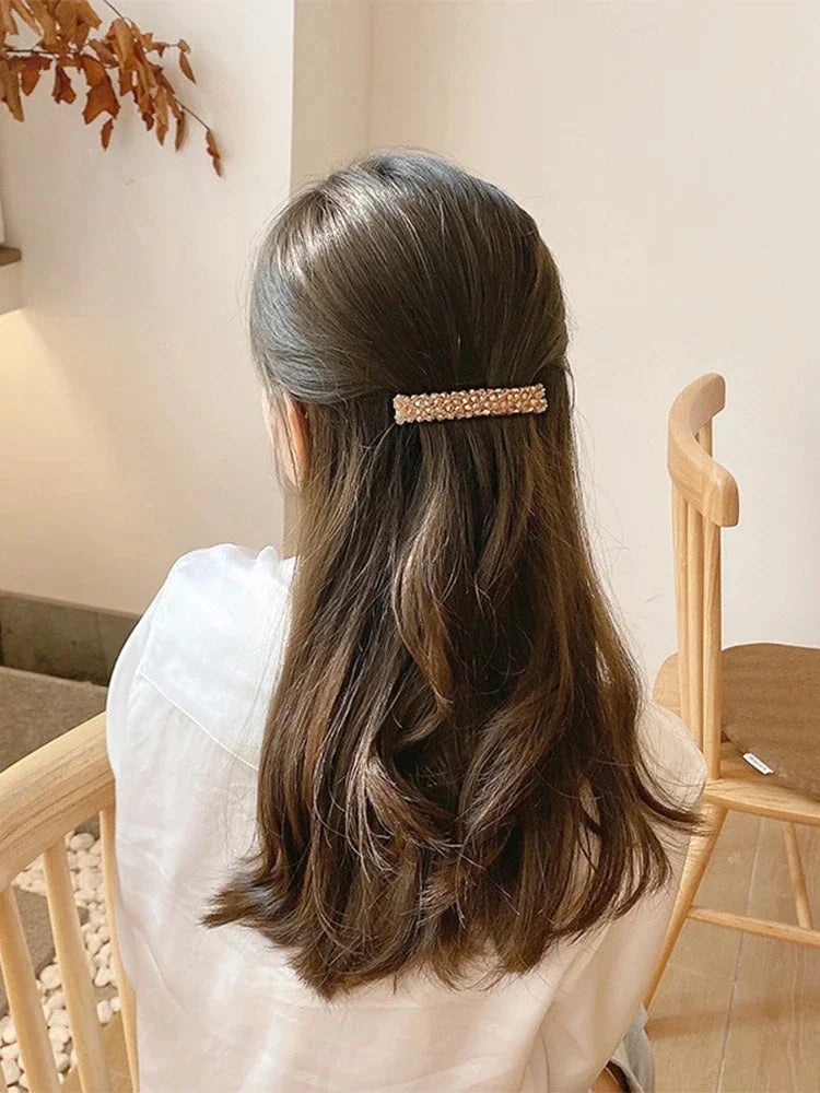 Fashion Crystal Spring Hair Clips Pins Handmade Beads Hair Barrettes For Women Girl Fashion Simple Hair Accessories Headwear
