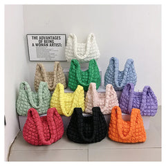 Women Fashion Crossbody Bag Large Capacity Puffy Nylon Casual Handbag Lightweight Quilted Padded Double Zipper Hobo Shoulder Bag