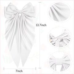 Elegant Large Bow Ribbon Hair Clip for Women Fashion Simple Solid Satin Spring Clip Ponytail Bow Hairpin Girls Hair Accessories