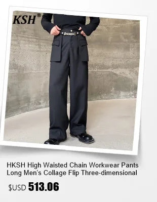 HKSH Men's Punk Darkwear High Street Nihce Design Shirts Sleeve Detachable Necktie Casual Tops Summer Spring Chic Blouse HK0006