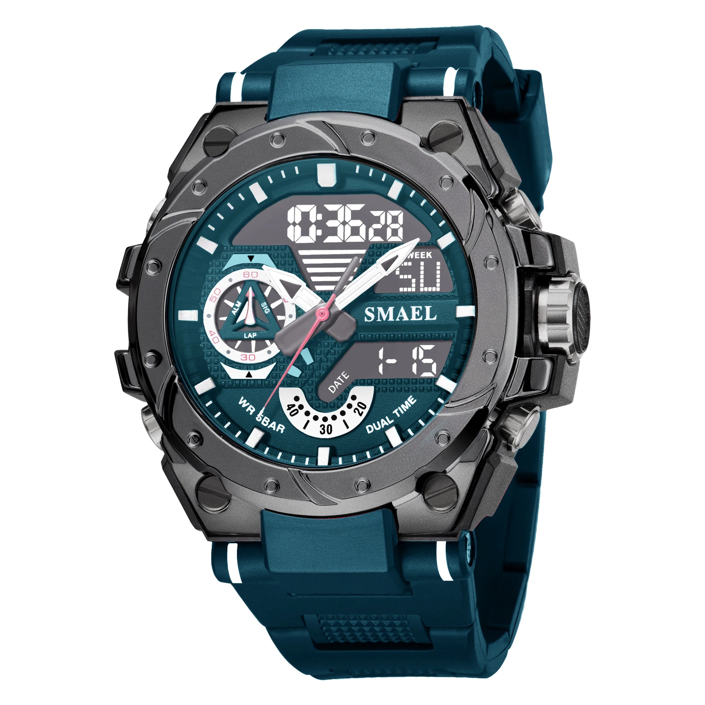 SMAEL 8060 Fashion Brand Alloy Watch Men's Multi functional Cool Dual Display Outdoor Waterproof Electronic Watch