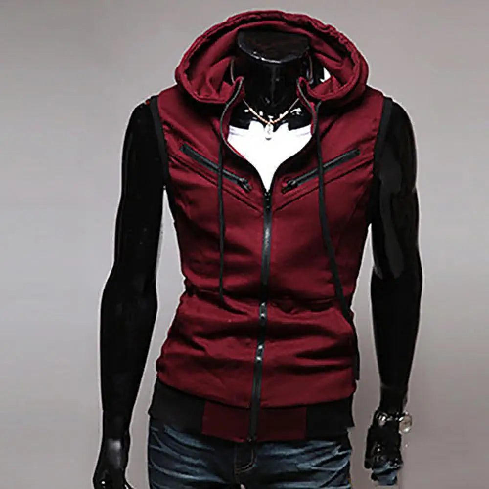 2023 New Fashion Zipper Cardigan Sweater Mens Sleeveless Hooded Vest Jacket Plus Size S-3XL Streetwear Vest Hoodies