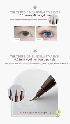Double-headed Eyeliner Pen Evenly Pigmented Long Lasting Waterproof Smudge-proof Eye Make Up
