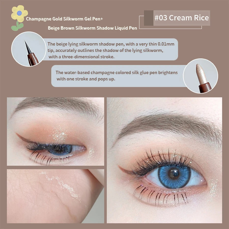 Double-headed Eyeliner Pen Evenly Pigmented Long Lasting Waterproof Smudge-proof Eye Make Up