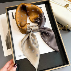 Luxury Brand 2024 Square Scarf Women Cat Neck Hair Tie Band Beach Hijab Kerchief Head Headbands Bandana Female Foulard 70cm