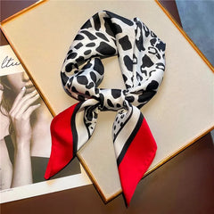 Luxury Print Silk Feeling Square Scarf Women Spring Neck Tie Shawl Wraps Female 70cm Hair Hand Wrist Headkercheif Hijab Bandana