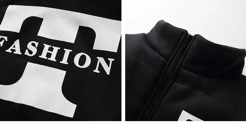 3 Pieces Set Hoodies+Vest+Pants Casual Men's Track Suit Clothing Coats Winter Thick Warm Tracksuit for Men Printed Mens Set Vest