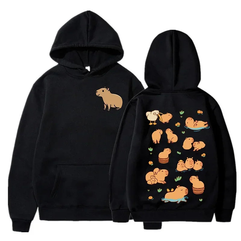 Capybara Fashion Hoodie Women Men Harajuku Pullovers Capibara Gothic Sweatshirt Mange Cute Y2k Hoody Cartoon korean style hooded