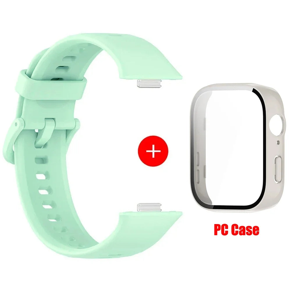 Tempered glass case+band For Huawei Watch Fit 3 Straps silicone sport bracelet for Huawei Fit3 Replacement watchband Accessories