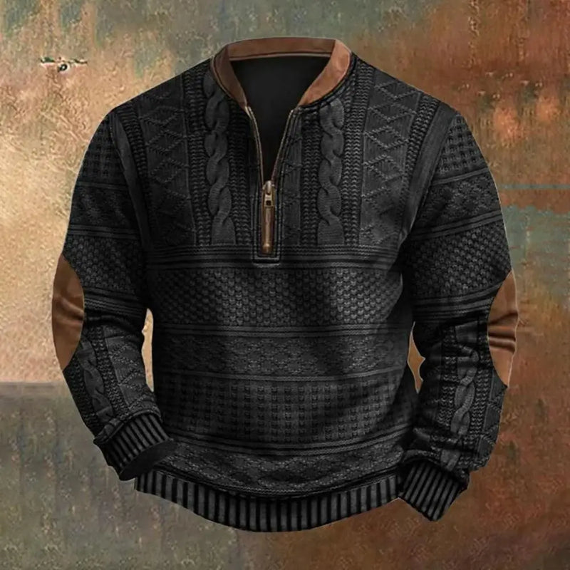 Pullover Sweatshirt Men's Rhombus Texture Patchwork Half Zipper Sweatshirt for Fall Winter Outdoor Sports Men Patchwork