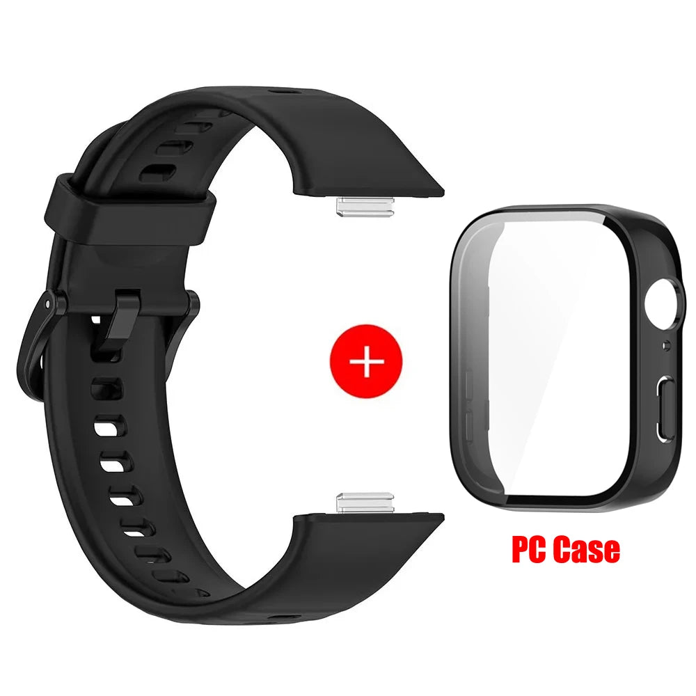 Tempered glass case+band For Huawei Watch Fit 3 Straps silicone sport bracelet for Huawei Fit3 Replacement watchband Accessories