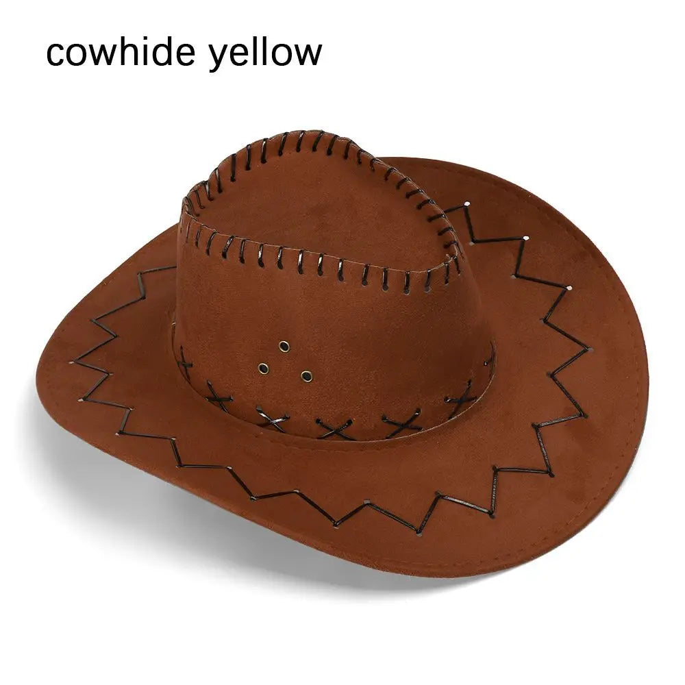 Unisex Cowboy Hat Suede Fashion Cowboy Cap Womens Mens Hat Practical Wild West Fancy Dress Hot Sale Western Headwear Cap