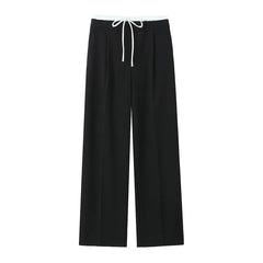 Willshela Women Fashion Solid Lace Up Side Zipper Straight Pants Vintage High Elastic Waist Female Chic Lady Trousers