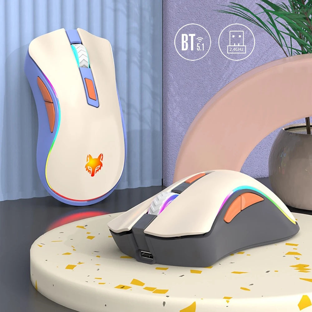 New XYH52 2.4G Wireless Bluetooth Dual-mode Mouse Colorful Backlight 3 DPI Adjustment 6-button Office Game e-sports Mouse Supply