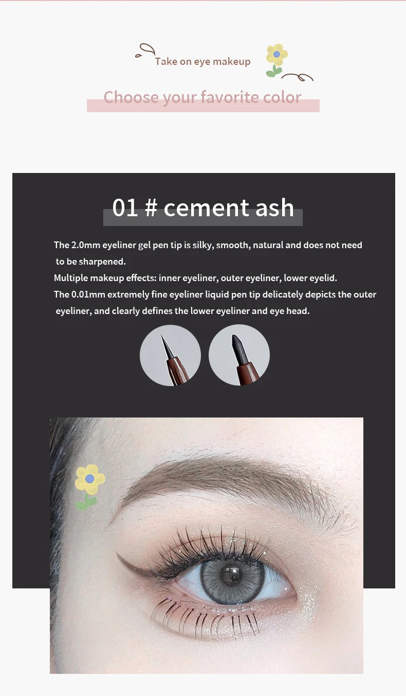 Double-headed Eyeliner Pen Evenly Pigmented Long Lasting Waterproof Smudge-proof Eye Make Up