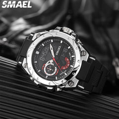SMAEL 8060 Fashion Brand Alloy Watch Men's Multi functional Cool Dual Display Outdoor Waterproof Electronic Watch