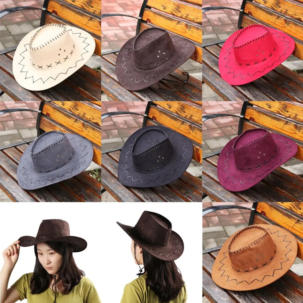 Unisex Cowboy Hat Suede Fashion Cowboy Cap Womens Mens Hat Practical Wild West Fancy Dress Hot Sale Western Headwear Cap