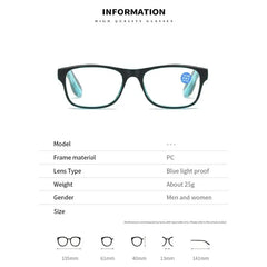 Anti Blue Light Reading Glasses Fashion Women Men Clear Sqaure Computer Presbyopic Eyeglasses Spring Legs Frame Eyewear