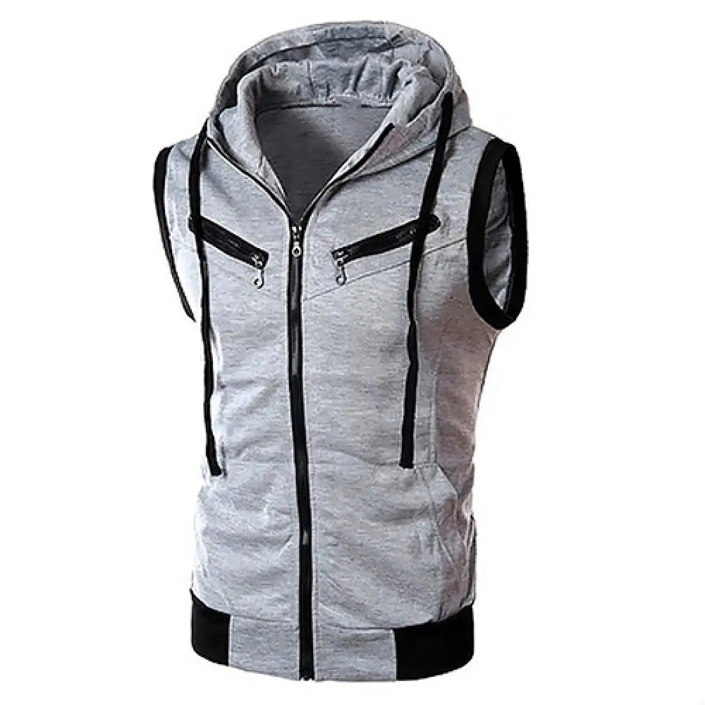 2023 New Fashion Zipper Cardigan Sweater Mens Sleeveless Hooded Vest Jacket Plus Size S-3XL Streetwear Vest Hoodies
