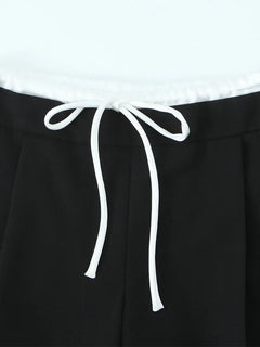 Willshela Women Fashion Solid Lace Up Side Zipper Straight Pants Vintage High Elastic Waist Female Chic Lady Trousers