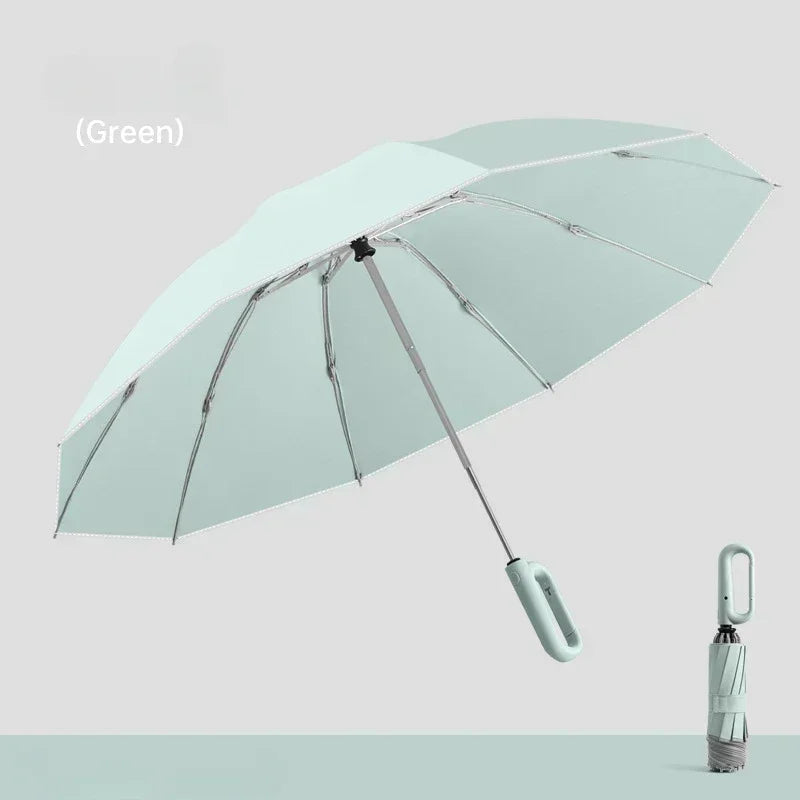 Travel Portable Rain Umbrella, Buckle Automatic Folding Reverse Umbrella, Safety Reflective Strip, Windproof Umbrella Men Women