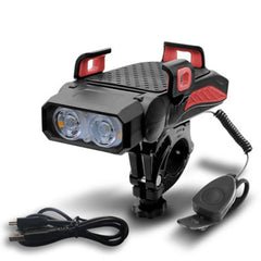 4-in-1 Bike Bicycle Light Mobile Phone Holder Headlight Horn Convenient Portable Bicycle Usb Charging Light Bicycle Accessories