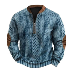 Pullover Sweatshirt Men's Rhombus Texture Patchwork Half Zipper Sweatshirt for Fall Winter Outdoor Sports Men Patchwork