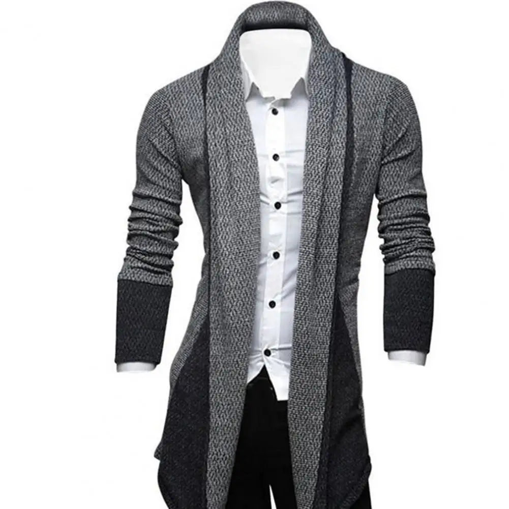 Stylish Long Sleeves Cardigan Coat Loose Fit Stretchy Knitted Sweater Color Block Breathable Men Knitwear Men's Clothing