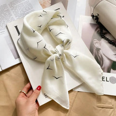 Luxury Brand 2024 Square Scarf Women Cat Neck Hair Tie Band Beach Hijab Kerchief Head Headbands Bandana Female Foulard 70cm