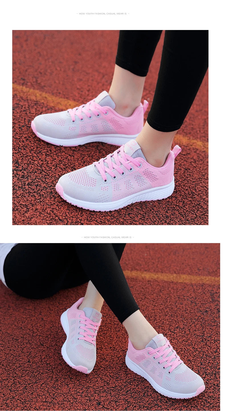 Women Casual Sneakers Fashion Breathable Mesh Flat Shoes Women's Outdoor Comfortable Non-slip Walking Shoes Tenis Feminino