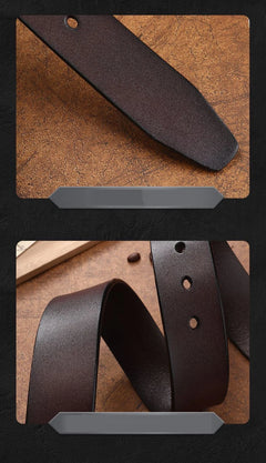 New Leather Cowhide Men's Belt Fashion Metal Alloy Pin Buckle Adult Luxury Brand Jeans Business Casual Waist Male Strap Brand