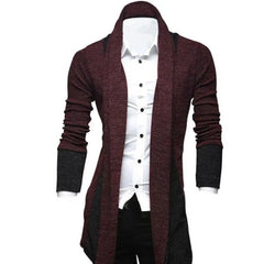 Stylish Long Sleeves Cardigan Coat Loose Fit Stretchy Knitted Sweater Color Block Breathable Men Knitwear Men's Clothing