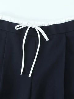 Willshela Women Fashion Solid Lace Up Side Zipper Straight Pants Vintage High Elastic Waist Female Chic Lady Trousers