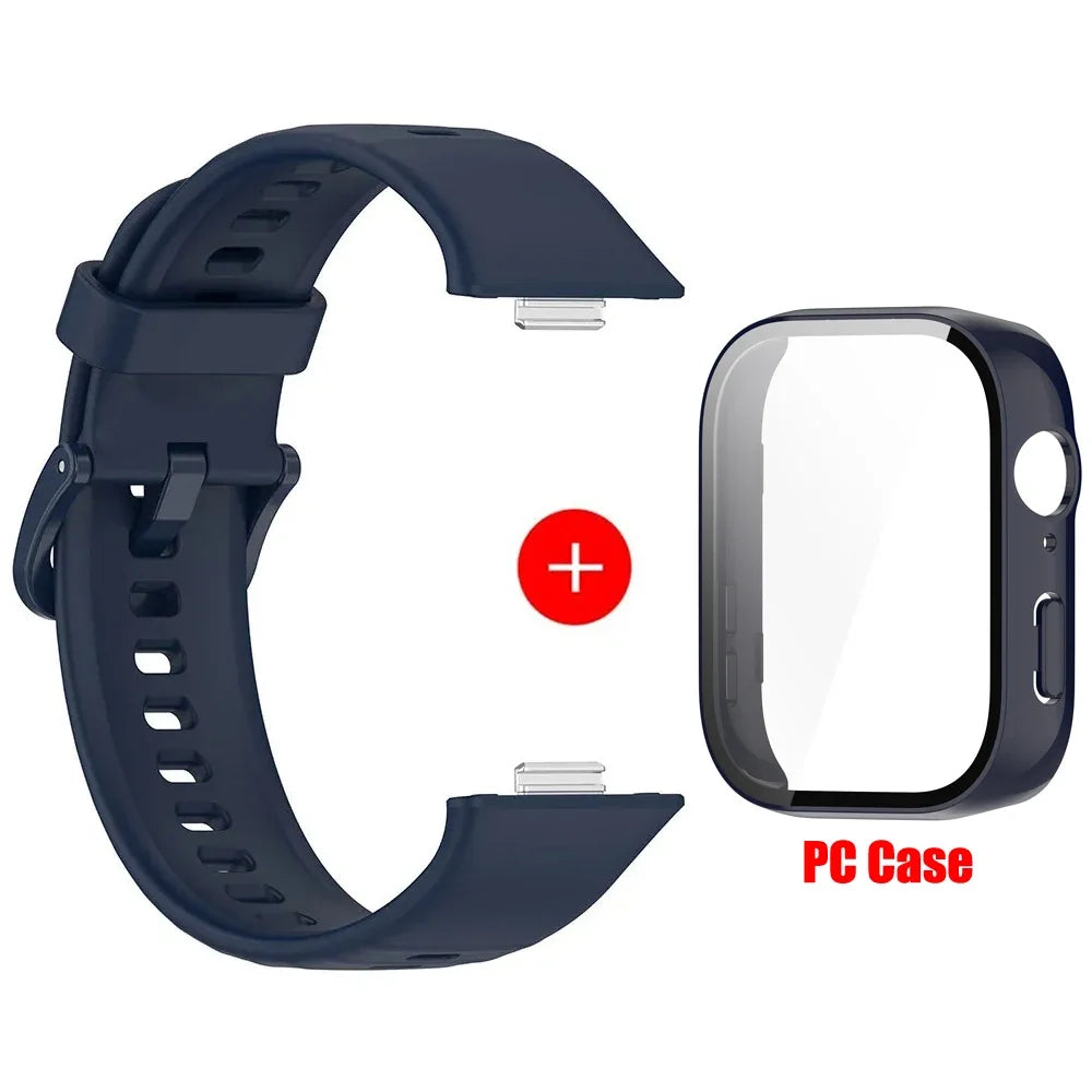 Tempered glass case+band For Huawei Watch Fit 3 Straps silicone sport bracelet for Huawei Fit3 Replacement watchband Accessories
