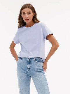 Bornladies Summer 100% Cotton Women's T-shirt Bottoming Basic Fashionable Solid Lady Short Sleeve Loose Tops Shirts 230g/㎡ Tops