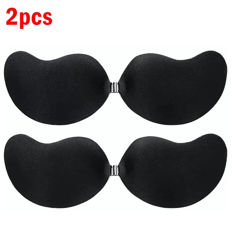 Women Invisible Push Up Bra Backless Strapless Bra Seamless Front Closure Bralette Underwear Women Self-Adhesive Silicone Sticky