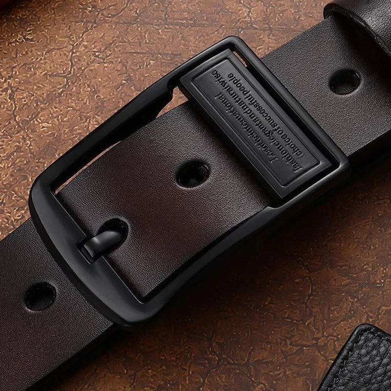 New Leather Cowhide Men's Belt Fashion Metal Alloy Pin Buckle Adult Luxury Brand Jeans Business Casual Waist Male Strap Brand